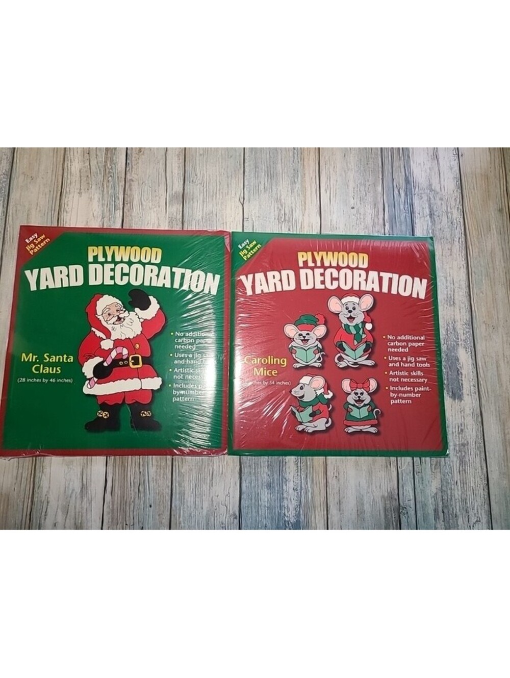 Two Plywood Yard Decorations Santa And Caroling Mice Do It Yourself Craft